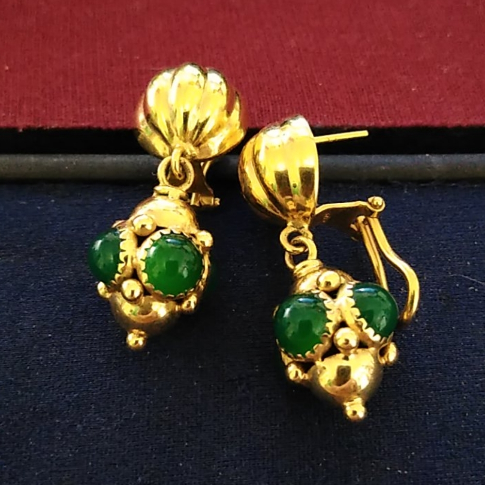 Antique 14K Chrysoprase Earrings
